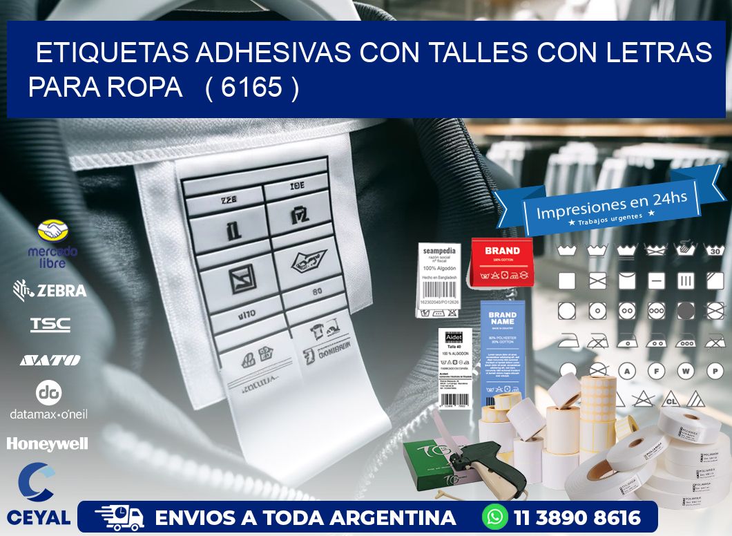 ETIQUETAS ADHESIVAS CON TALLES CON LETRAS PARA ROPA ( 6165 )