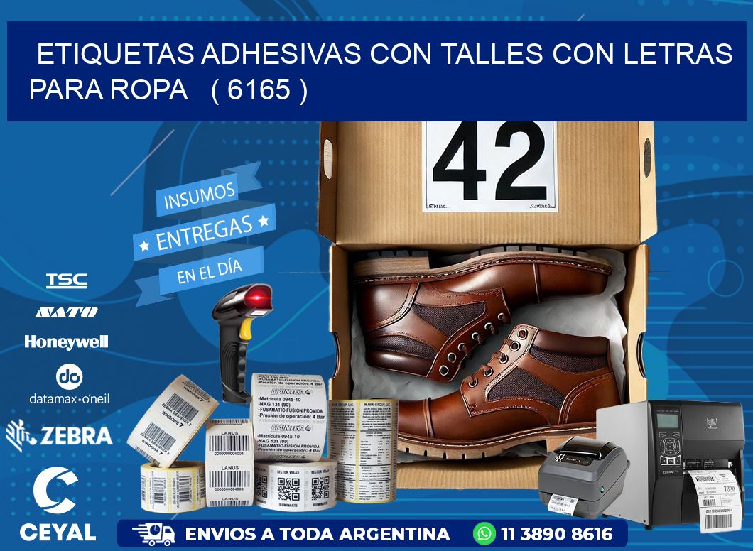ETIQUETAS ADHESIVAS CON TALLES CON LETRAS PARA ROPA ( 6165 )