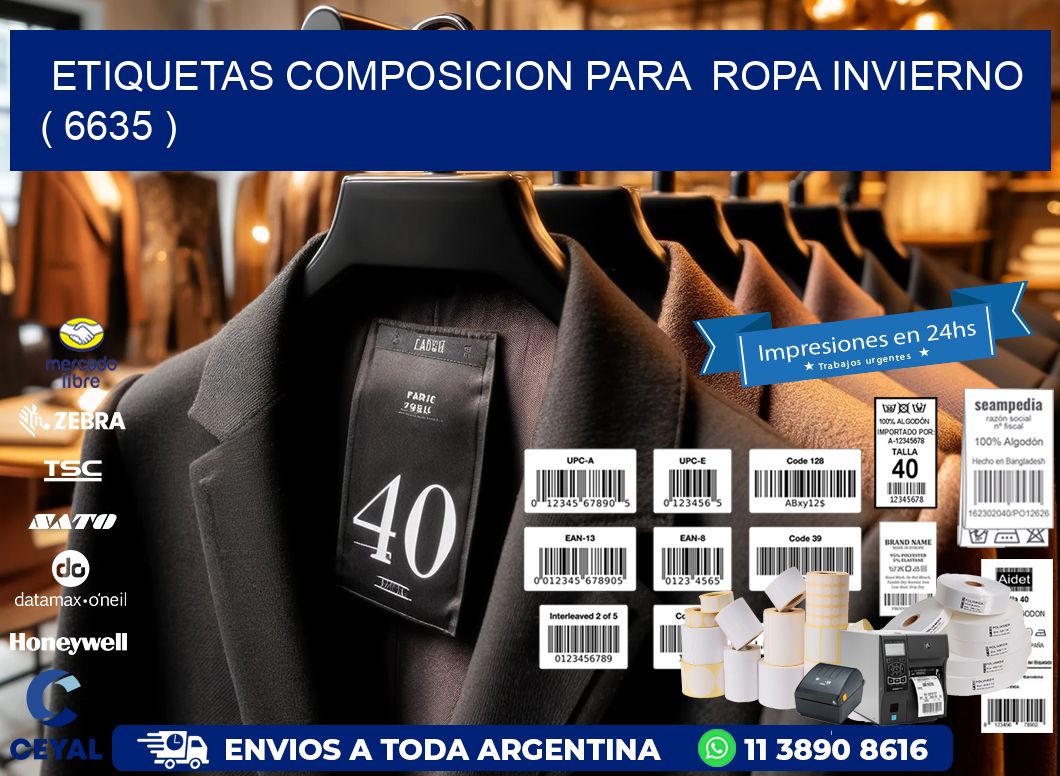 ETIQUETAS COMPOSICION PARA ROPA INVIERNO ( 6635 )