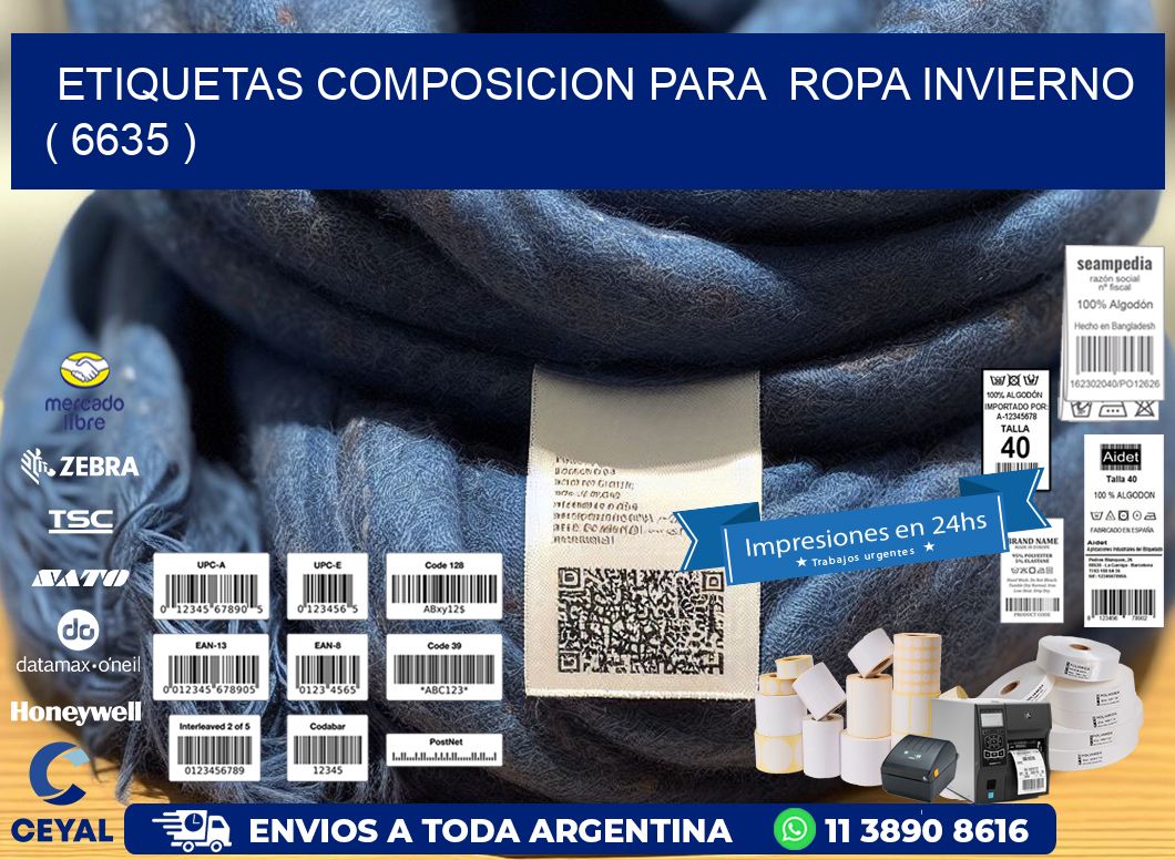 ETIQUETAS COMPOSICION PARA ROPA INVIERNO ( 6635 )