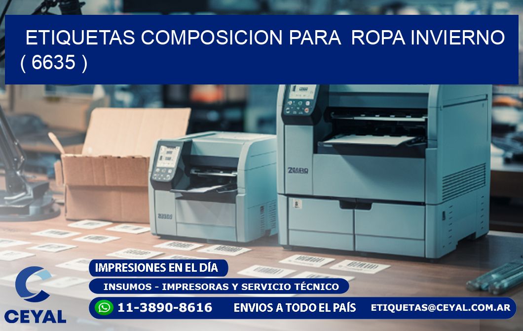 ETIQUETAS COMPOSICION PARA ROPA INVIERNO ( 6635 )