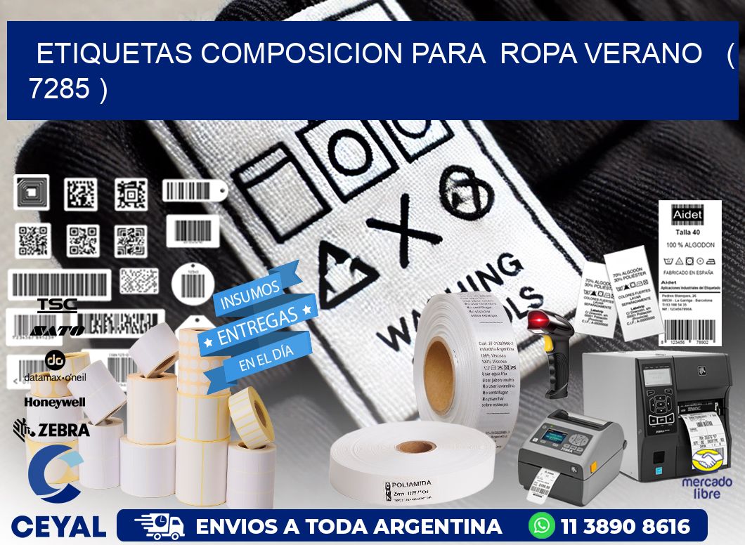 ETIQUETAS COMPOSICION PARA ROPA VERANO ( 7285 )