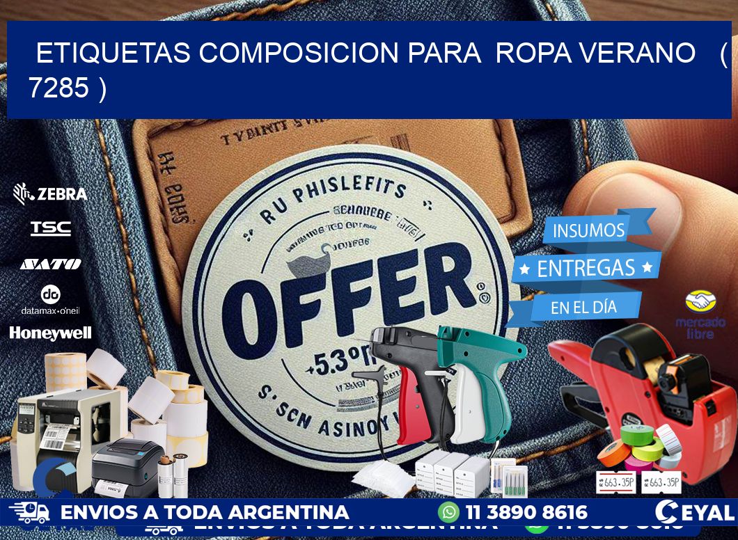 ETIQUETAS COMPOSICION PARA ROPA VERANO ( 7285 )