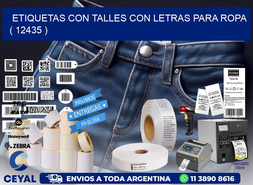 ETIQUETAS CON TALLES CON LETRAS PARA ROPA ( 12435 )