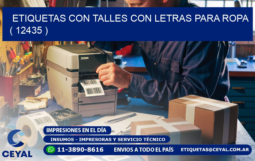 ETIQUETAS CON TALLES CON LETRAS PARA ROPA ( 12435 )