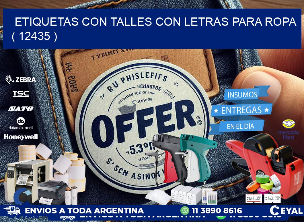 ETIQUETAS CON TALLES CON LETRAS PARA ROPA ( 12435 )