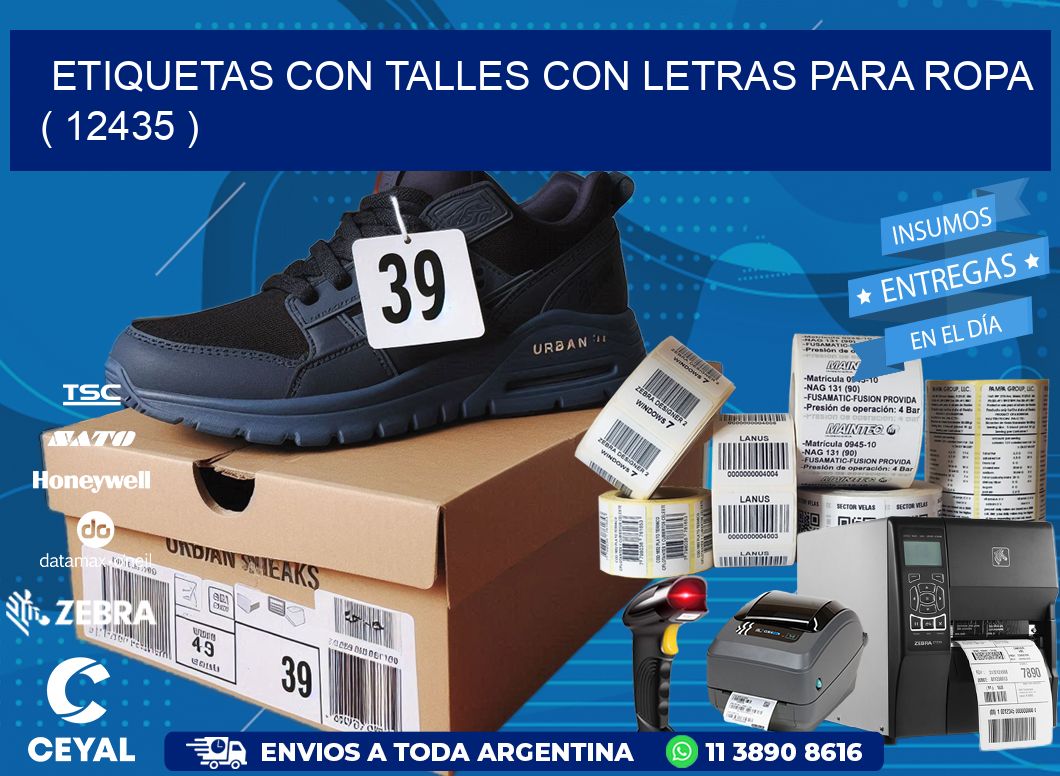 ETIQUETAS CON TALLES CON LETRAS PARA ROPA ( 12435 )