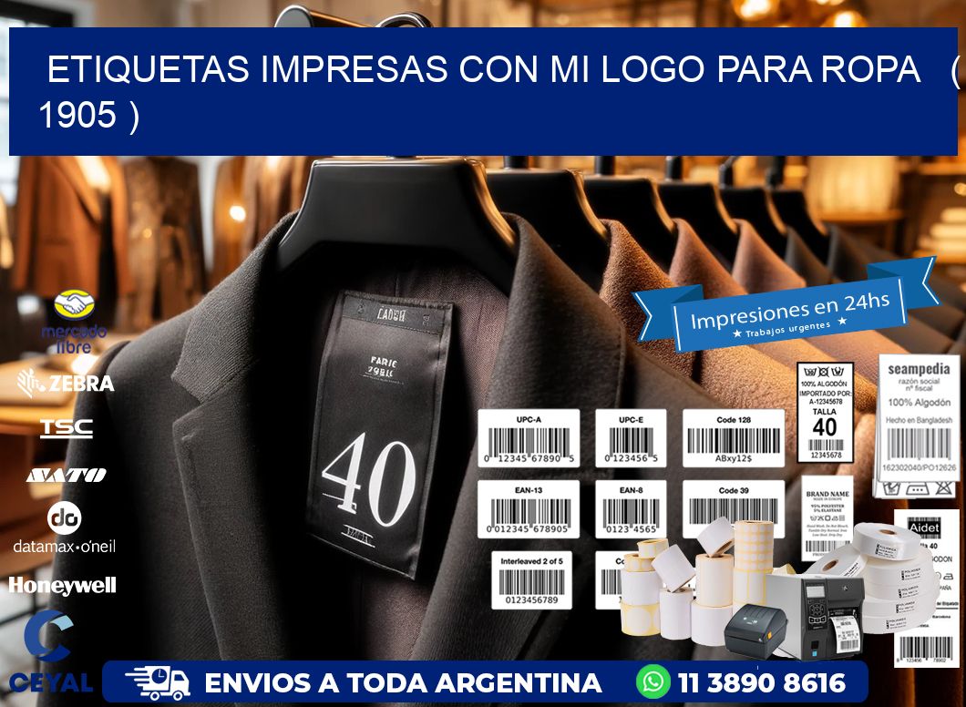 ETIQUETAS IMPRESAS CON MI LOGO PARA ROPA ( 1905 )