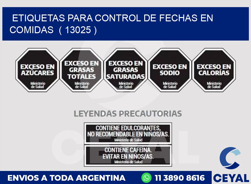 ETIQUETAS PARA CONTROL DE FECHAS EN COMIDAS ( 13025 )