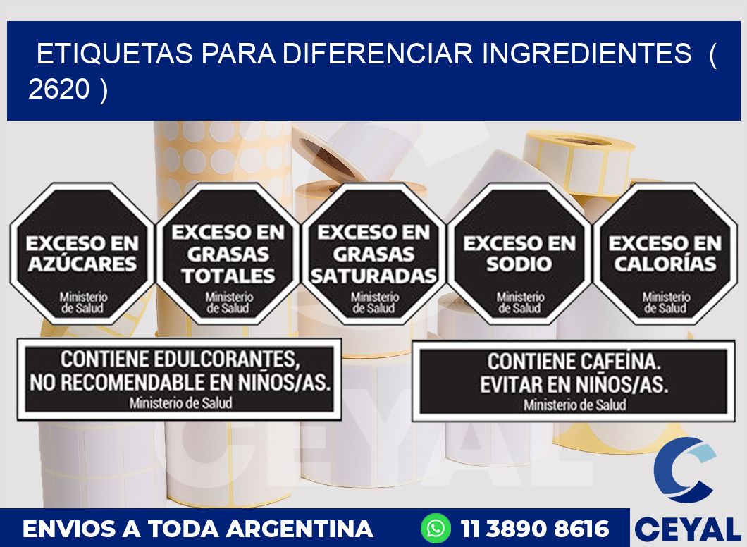 ETIQUETAS PARA DIFERENCIAR INGREDIENTES ( 2620 )