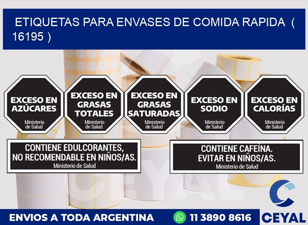 ETIQUETAS PARA ENVASES DE COMIDA RAPIDA ( 16195 )