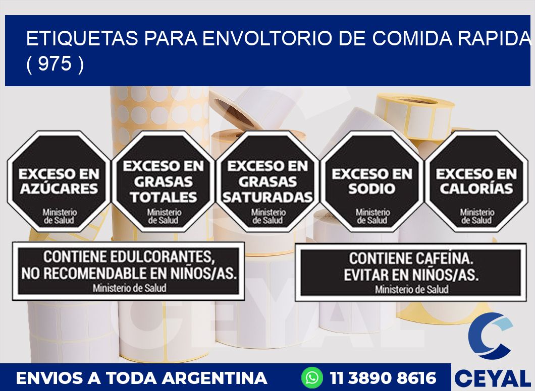 ETIQUETAS PARA ENVOLTORIO DE COMIDA RAPIDA ( 975 )