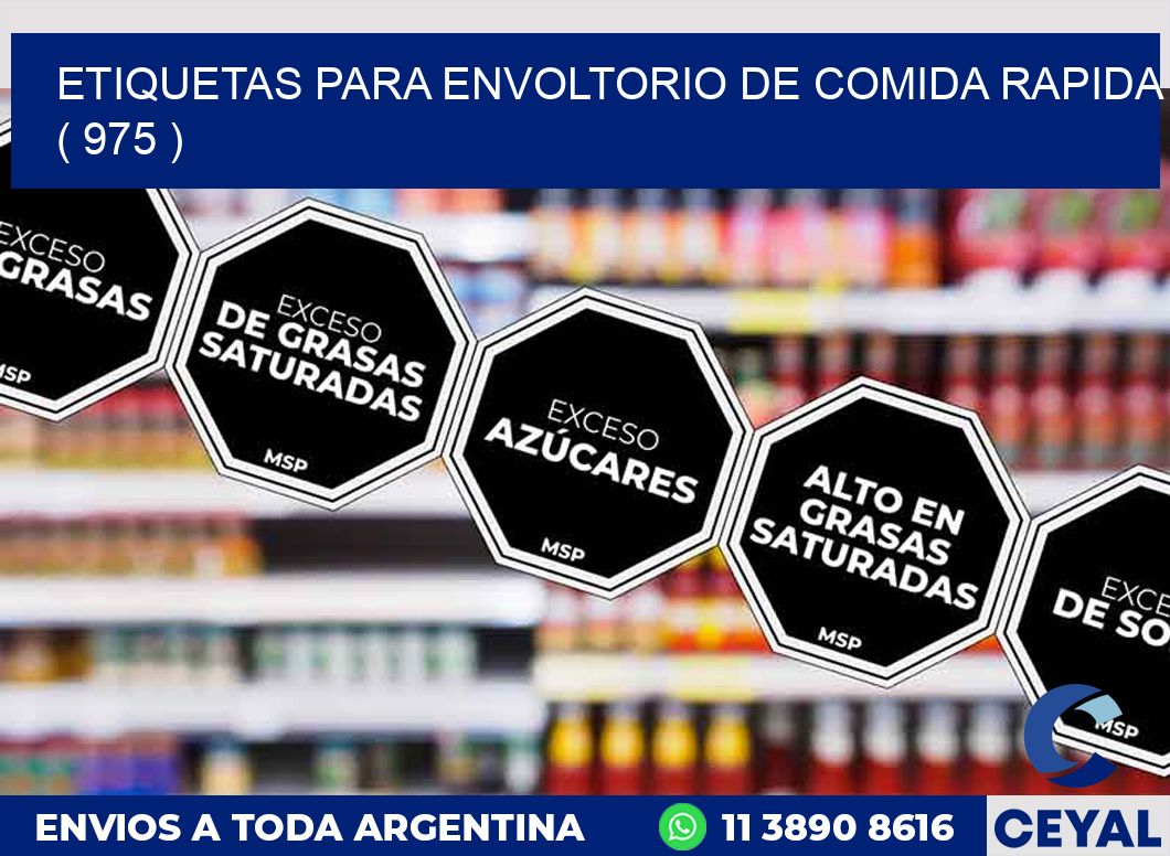 ETIQUETAS PARA ENVOLTORIO DE COMIDA RAPIDA ( 975 )