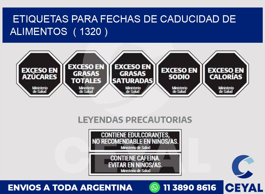 ETIQUETAS PARA FECHAS DE CADUCIDAD DE ALIMENTOS ( 1320 )
