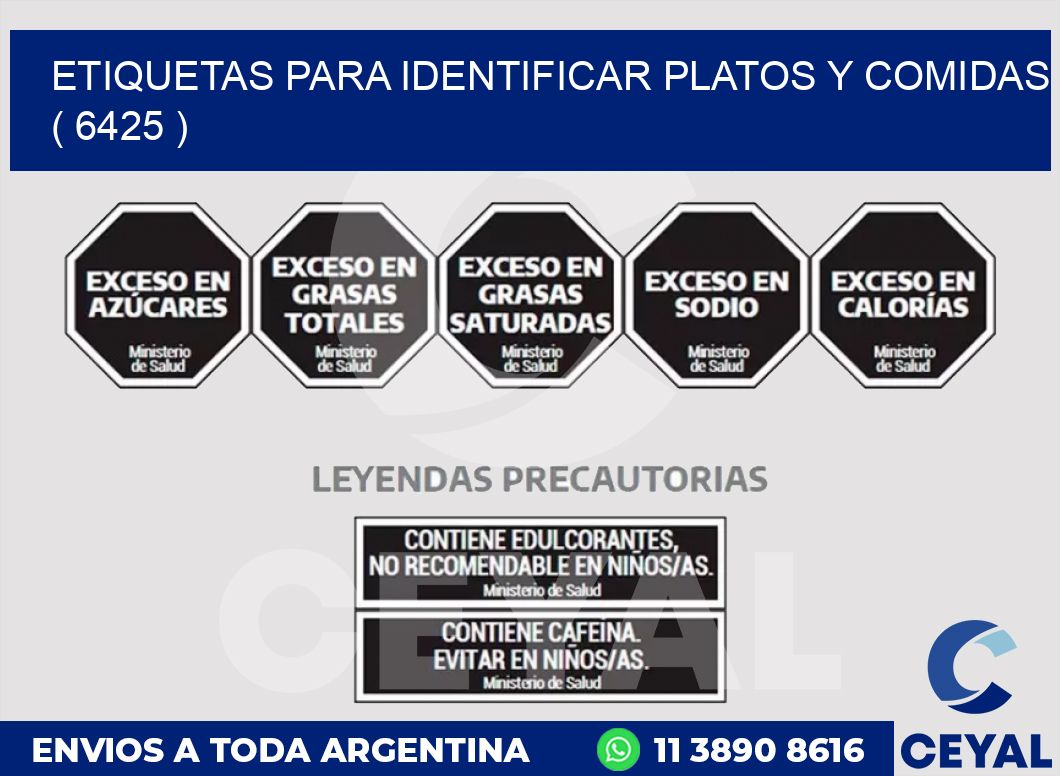 ETIQUETAS PARA IDENTIFICAR PLATOS Y COMIDAS ( 6425 )