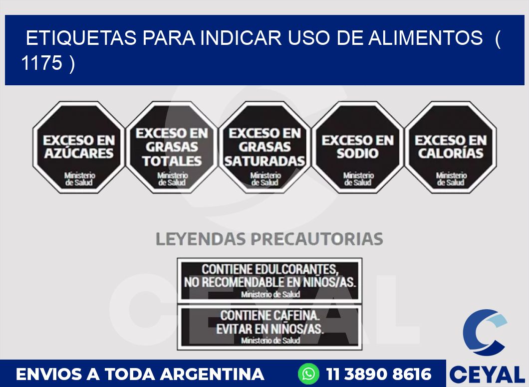 ETIQUETAS PARA INDICAR USO DE ALIMENTOS ( 1175 )