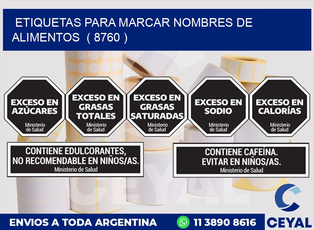 ETIQUETAS PARA MARCAR NOMBRES DE ALIMENTOS ( 8760 )