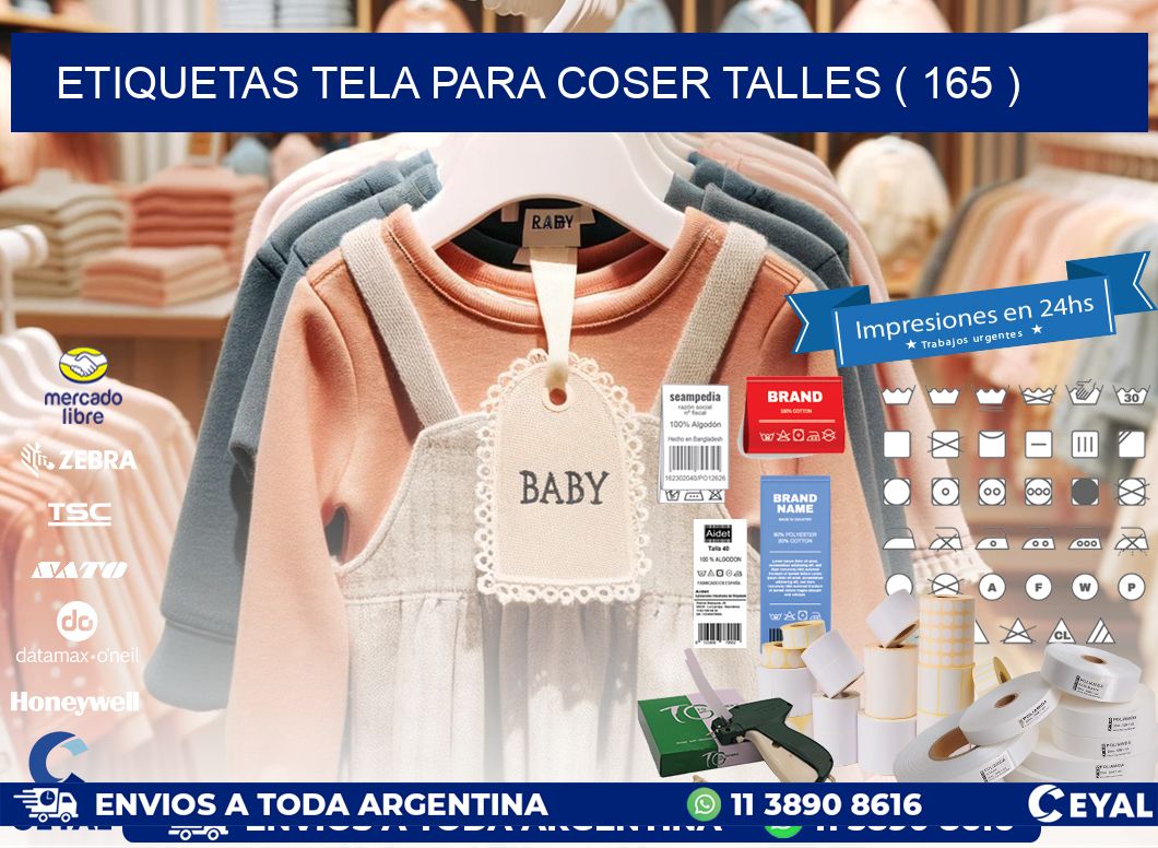 ETIQUETAS TELA PARA COSER TALLES ( 165 )