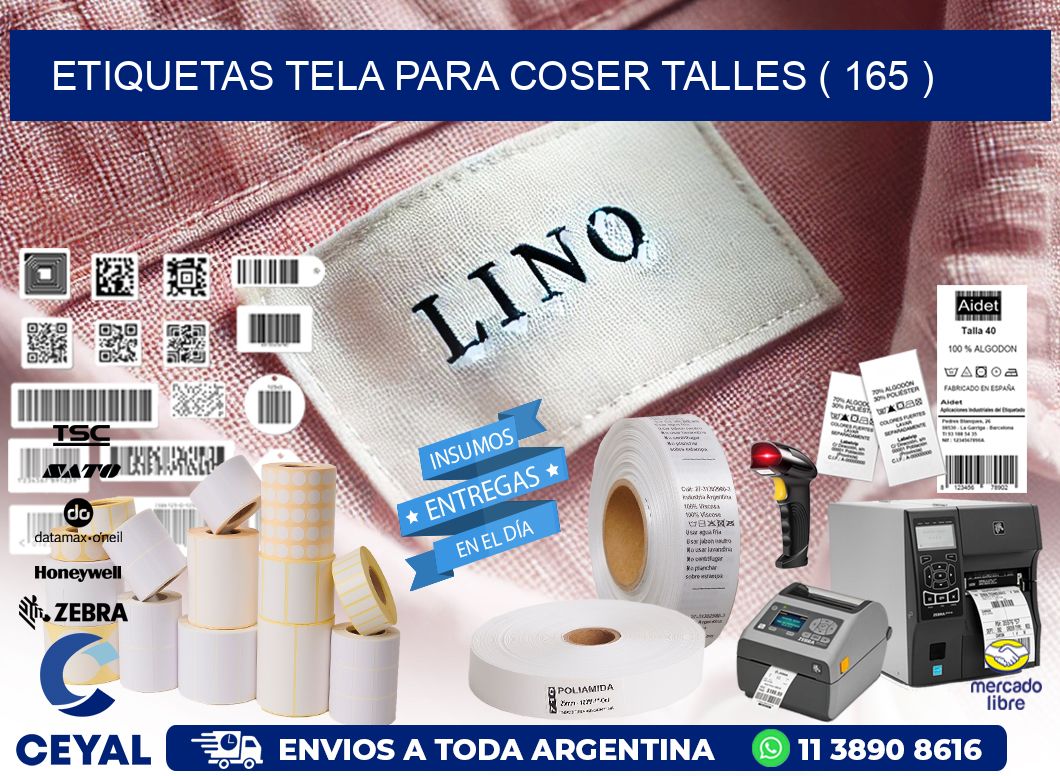 ETIQUETAS TELA PARA COSER TALLES ( 165 )