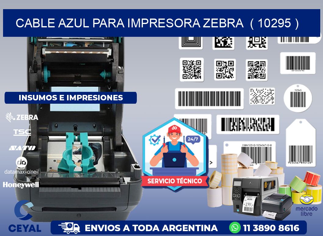 cable azul para impresora zebra ( 10295 )