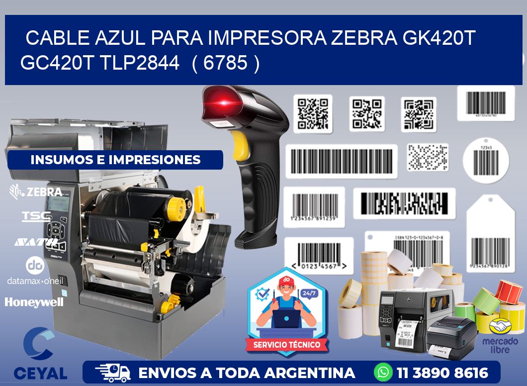cable azul para impresora zebra GK420T GC420T TLP2844 ( 6785 )