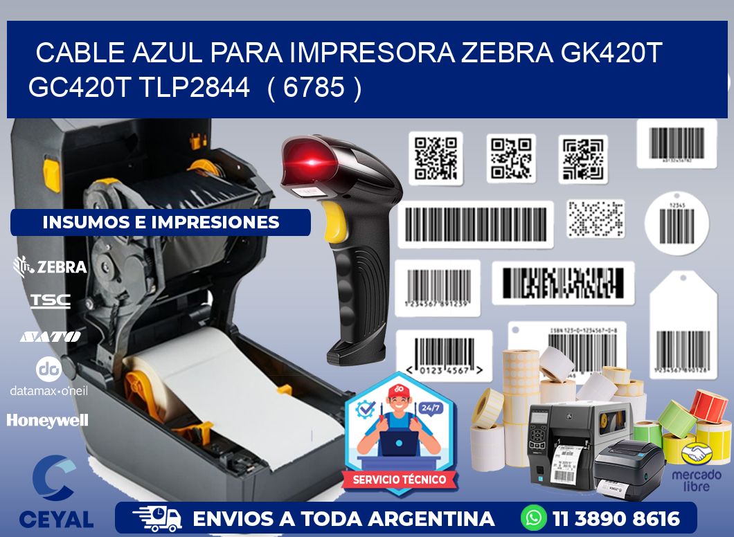 cable azul para impresora zebra GK420T GC420T TLP2844 ( 6785 )