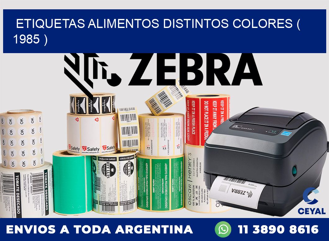 etiquetas alimentos distintos colores ( 1985 )