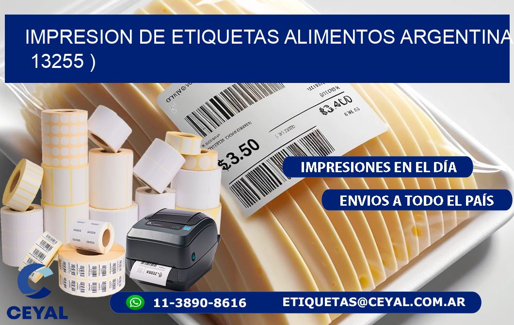 IMPRESION DE ETIQUETAS ALIMENTOS ARGENTINA 13255 )