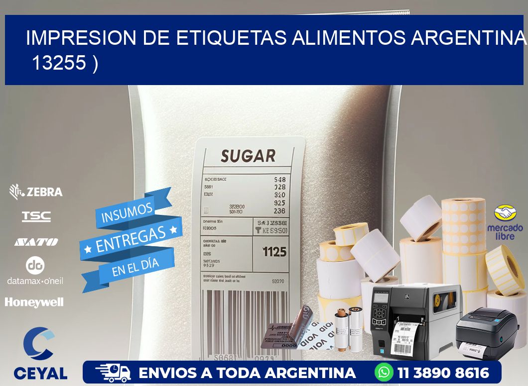 IMPRESION DE ETIQUETAS ALIMENTOS ARGENTINA 13255 )