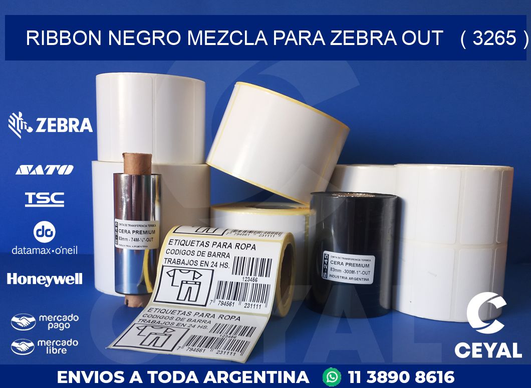 RIBBON NEGRO MEZCLA PARA ZEBRA OUT ( 3265 )