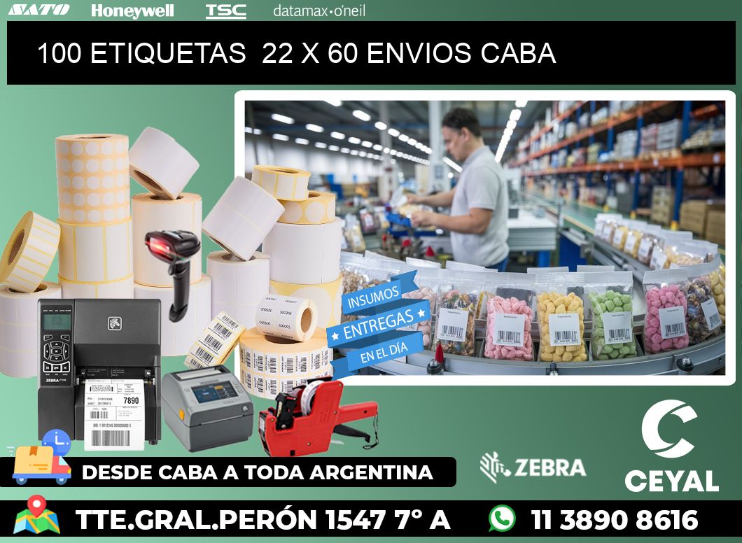 100 ETIQUETAS 22 x 60 ENVIOS CABA