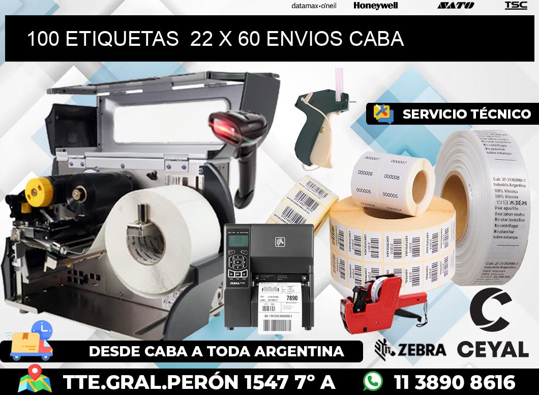 100 ETIQUETAS 22 x 60 ENVIOS CABA