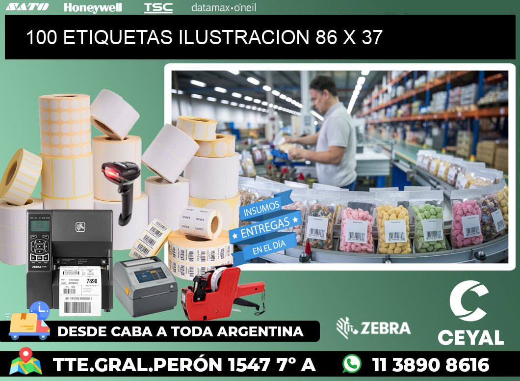 100 ETIQUETAS ILUSTRACION 86 x 37
