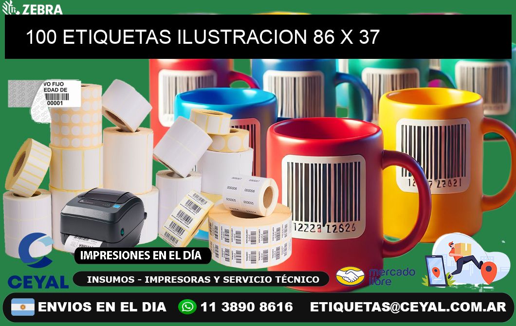 100 ETIQUETAS ILUSTRACION 86 x 37