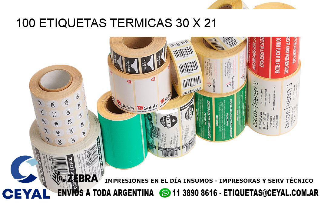 100 ETIQUETAS TERMICAS 30 x 21