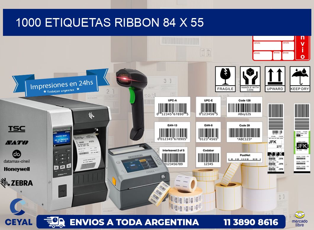 1000 ETIQUETAS RIBBON 84 x 55