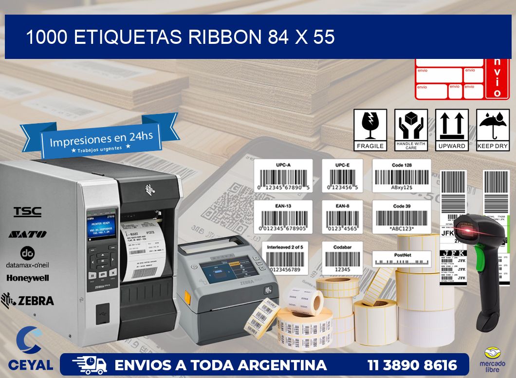 1000 ETIQUETAS RIBBON 84 x 55