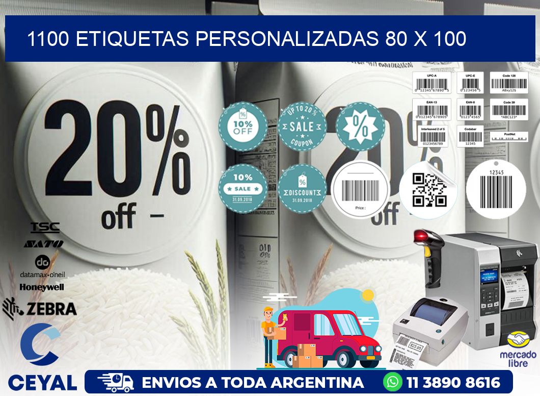 1100 ETIQUETAS PERSONALIZADAS 80 x 100