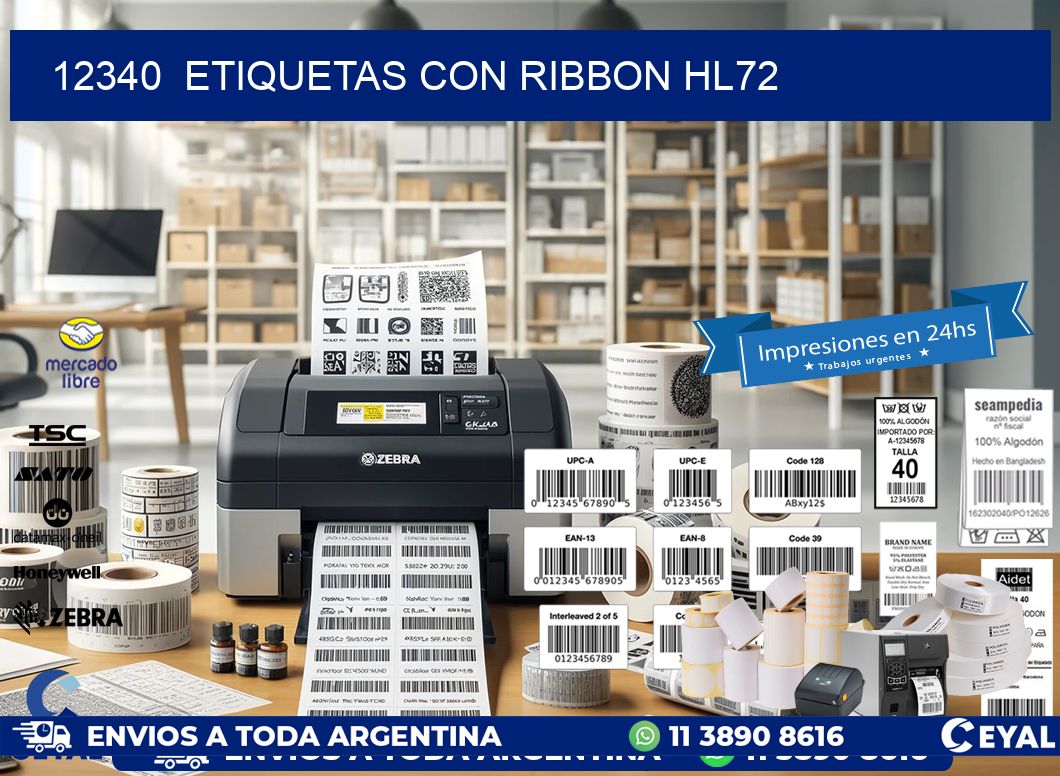 12340 ETIQUETAS CON RIBBON HL72