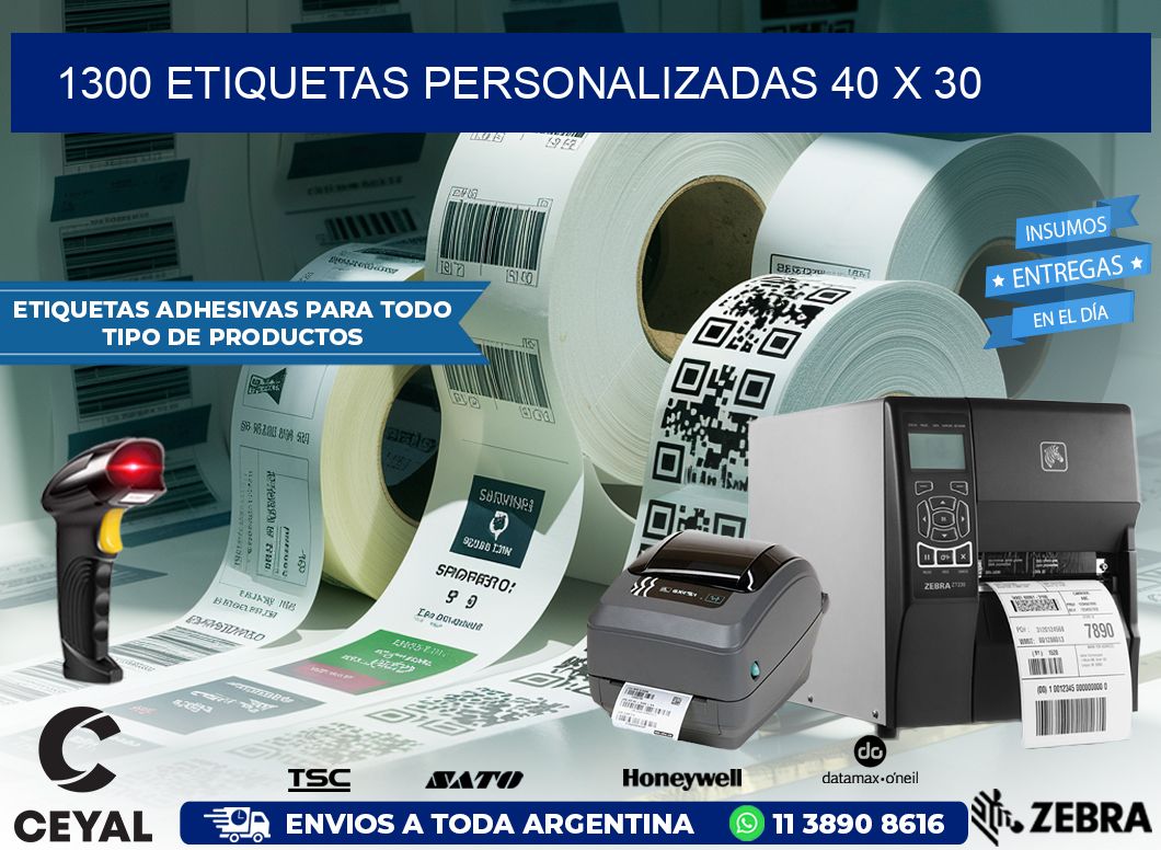 1300 ETIQUETAS PERSONALIZADAS 40 x 30