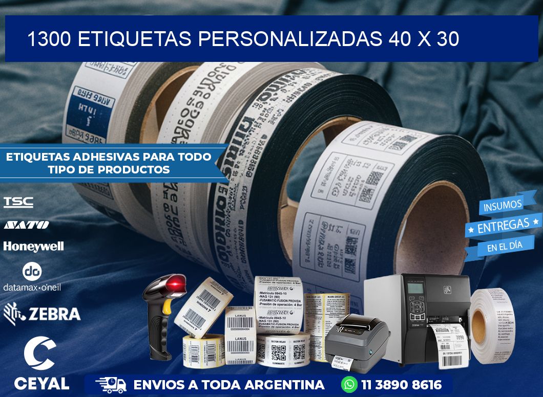 1300 ETIQUETAS PERSONALIZADAS 40 x 30
