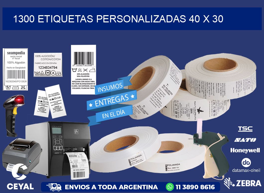 1300 ETIQUETAS PERSONALIZADAS 40 x 30