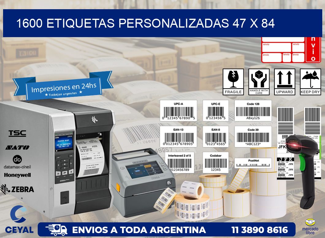 1600 ETIQUETAS PERSONALIZADAS 47 x 84