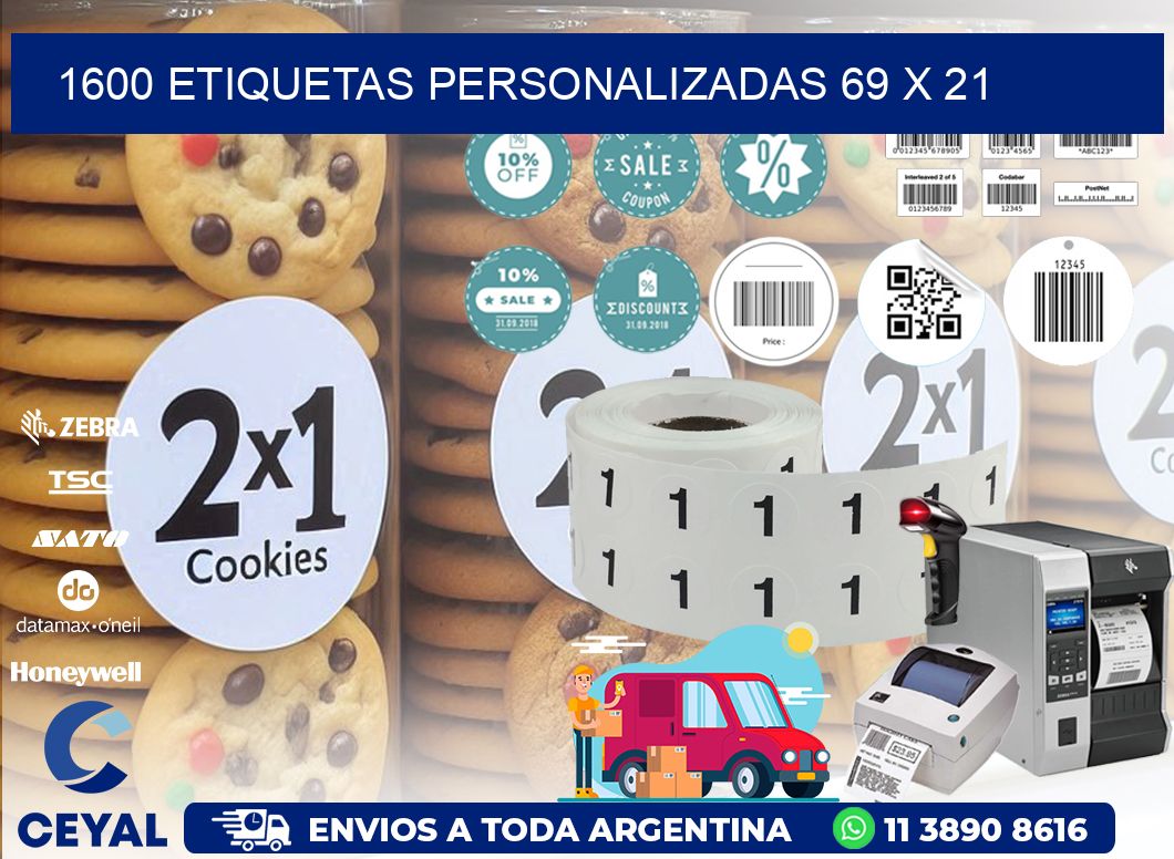1600 ETIQUETAS PERSONALIZADAS 69 x 21