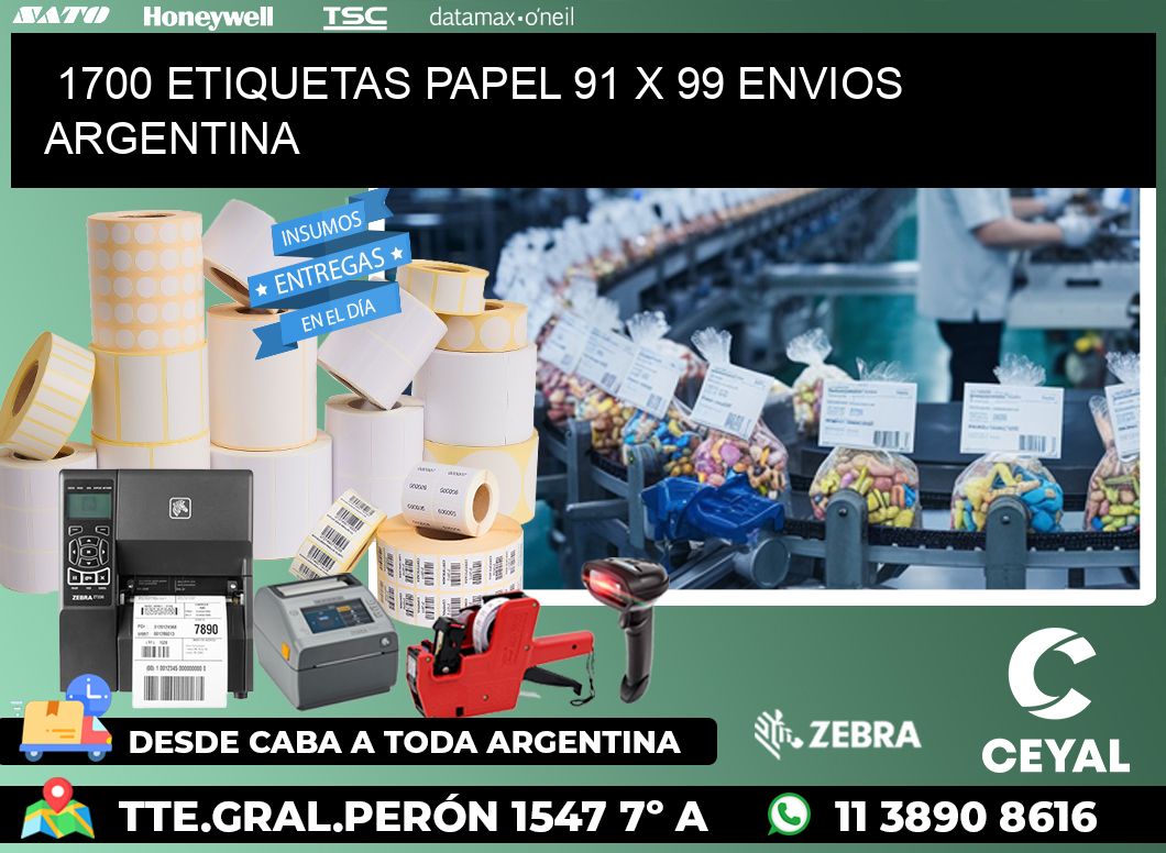 1700 ETIQUETAS PAPEL 91 x 99 ENVIOS ARGENTINA