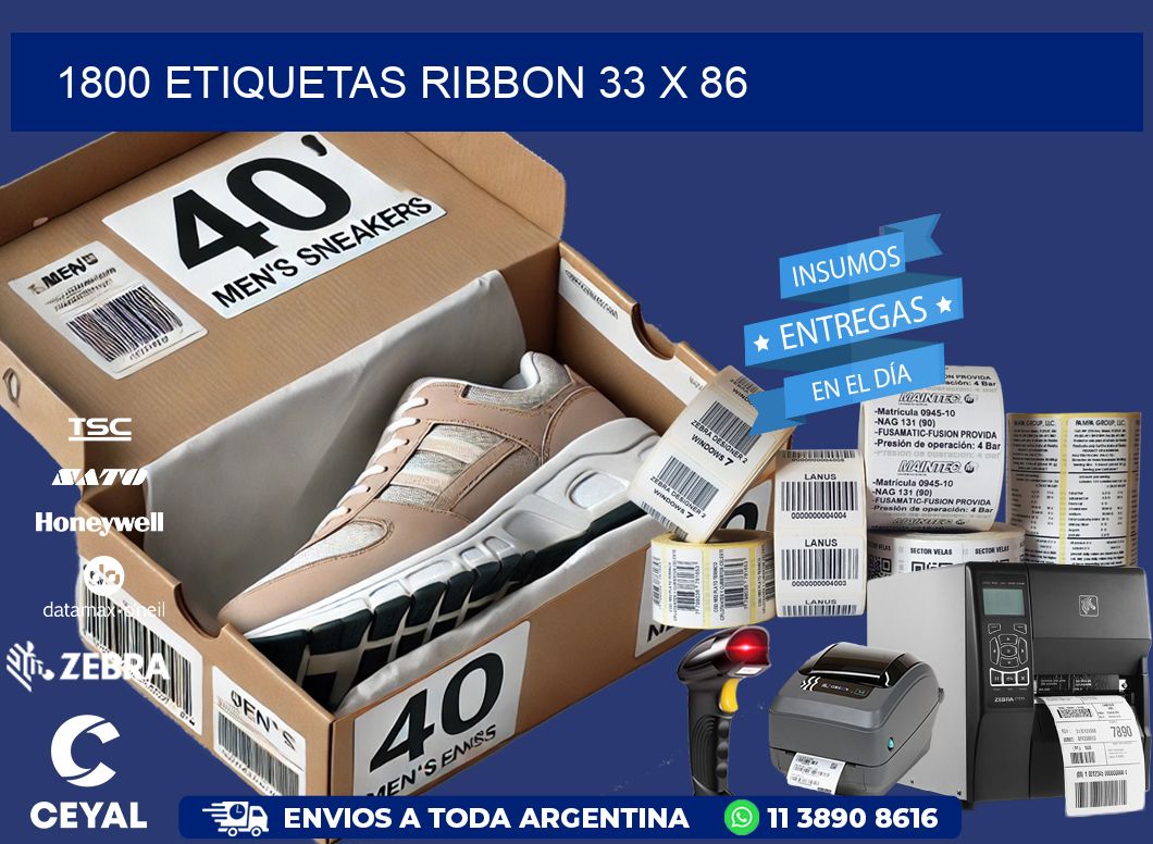 1800 ETIQUETAS RIBBON 33 x 86