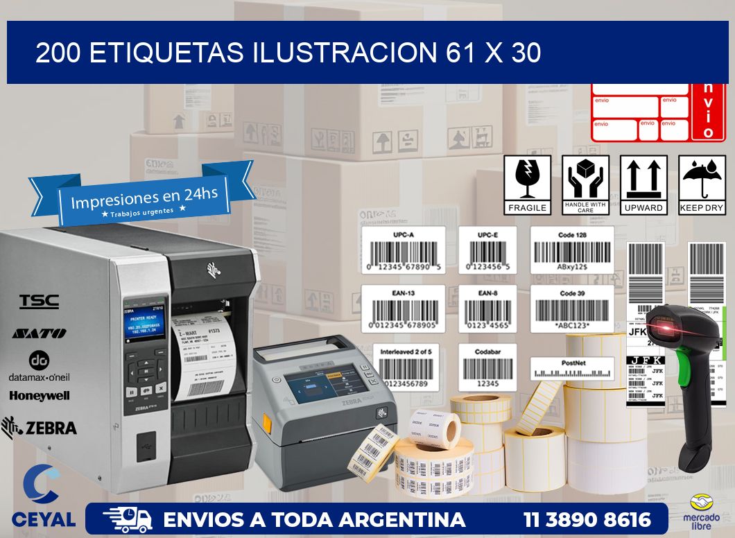 200 ETIQUETAS ILUSTRACION 61 x 30