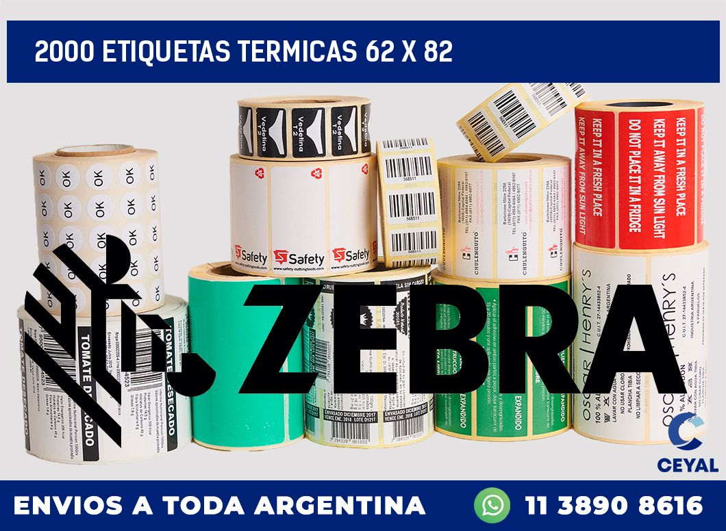 2000 ETIQUETAS TERMICAS 62 x 82