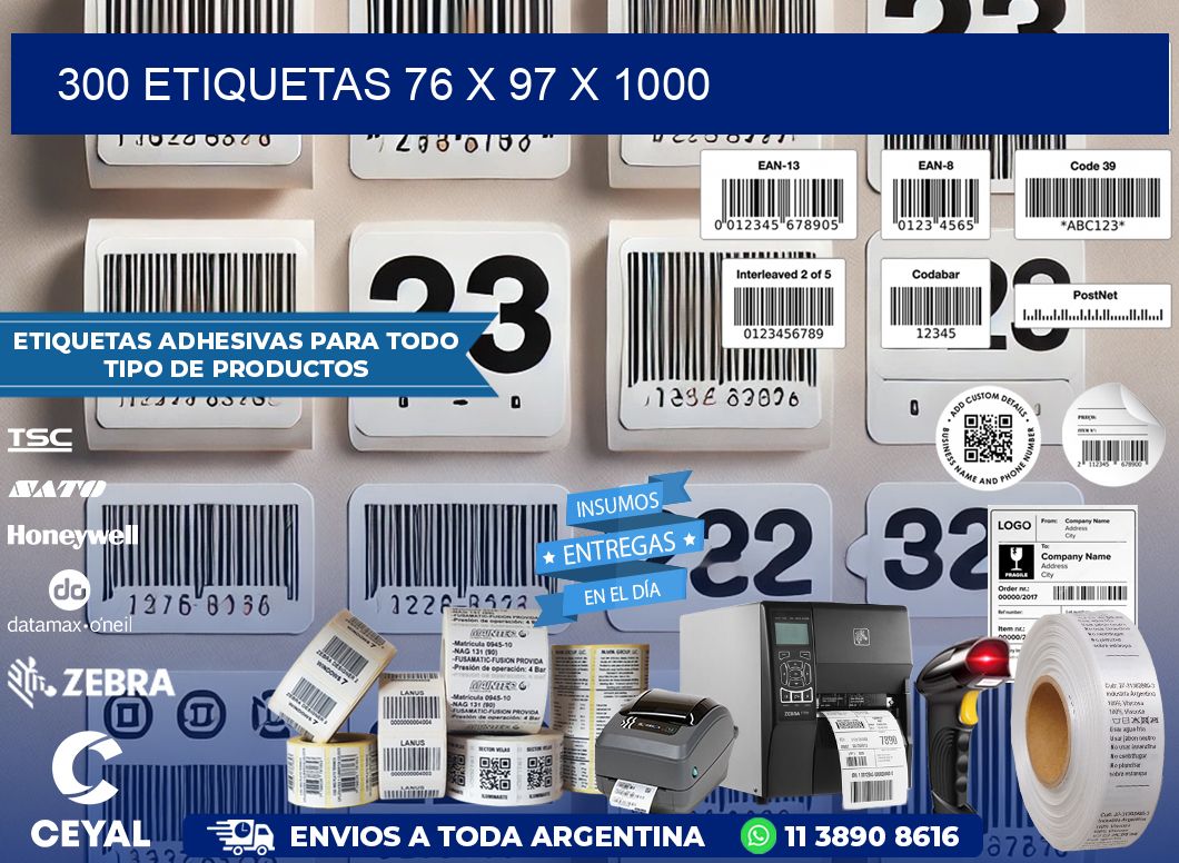 300 ETIQUETAS 76 x 97 x 1000