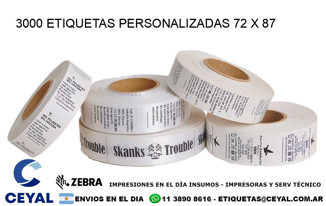 3000 ETIQUETAS PERSONALIZADAS 72 x 87